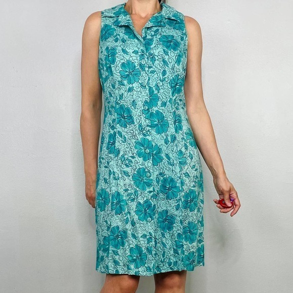 Vintage‎ 90s teal midi dress - Picture 3 of 4